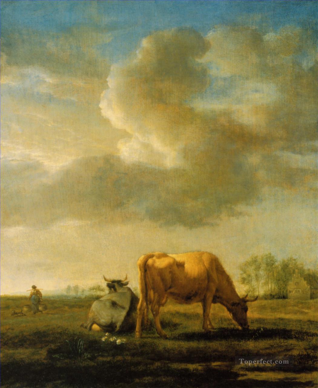 Adriaen van de Velde Kühe auf einer Wiese 1658 Ölgemälde